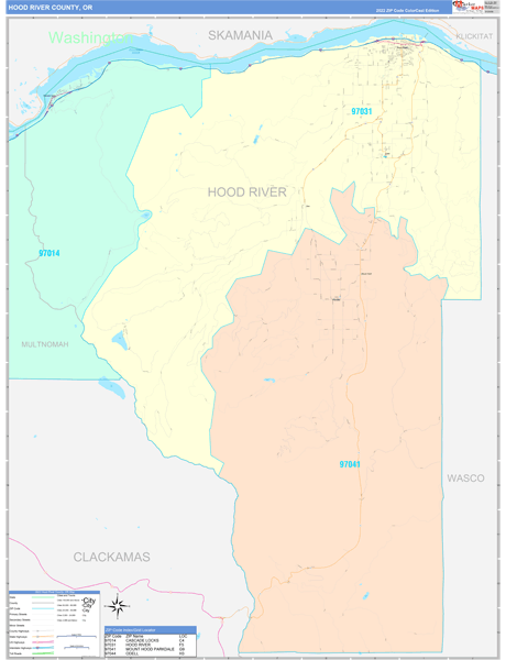 Hood River County, OR Wall Map